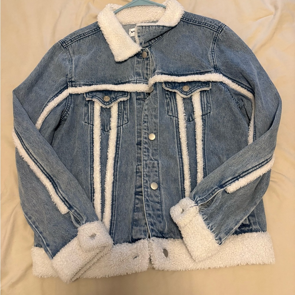 Denim Jacket with White Sherpa Lining